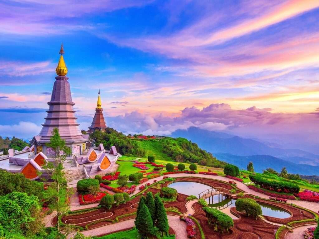 Blue sky and beautiful surreal view of Chiang mai city in thailand