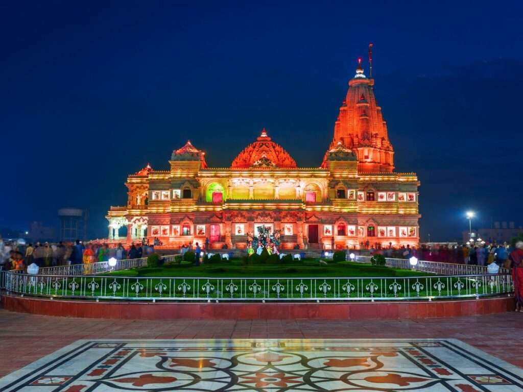 Prem Mandir's mesmerizing night-time radiance